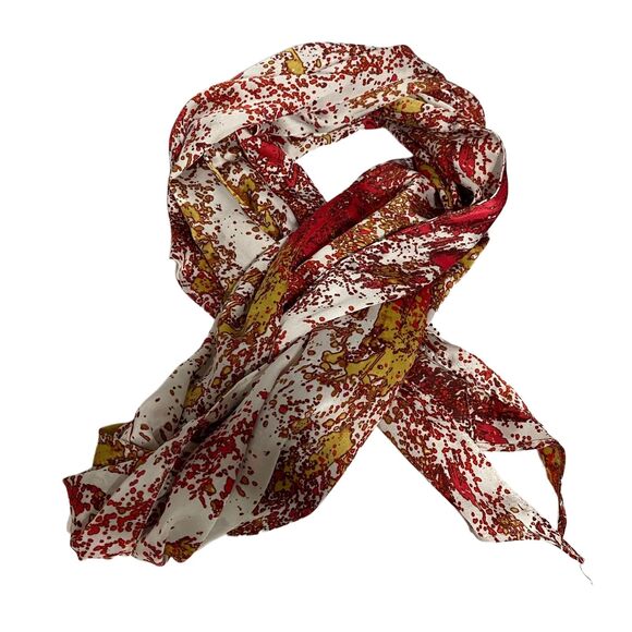 #5698 Woman's Orange Beige  and Gold Shawl Long Scarf 88 x 19 - Picture 6 of 8